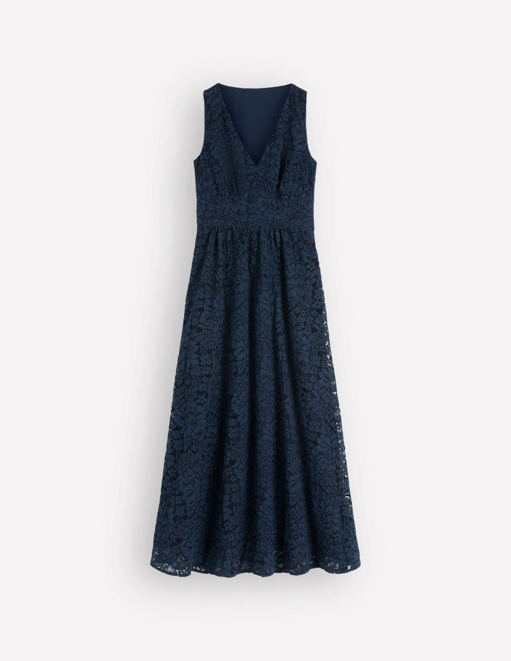 Lace Plunge Neck Panel Dress-Navy / Boden Online