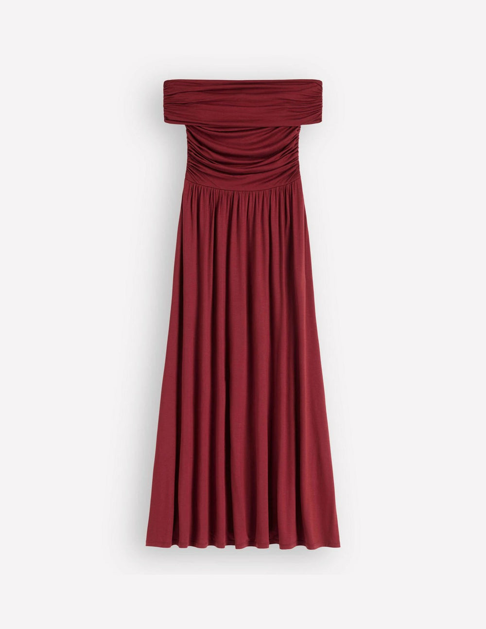 Ruched Bardot Jersey Dress-Burgundy / Boden On sale
