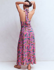 Sydney Twist Neck Jersey Dress-Pink Paisley / Boden