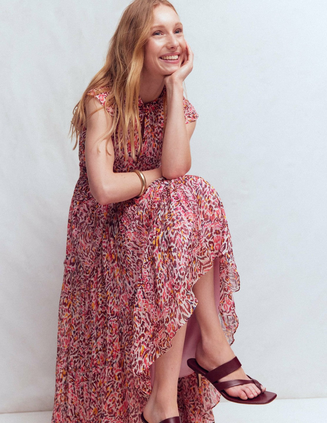 High Neck Sleeveless Dress-Multi Leopard Flow / Boden Sale