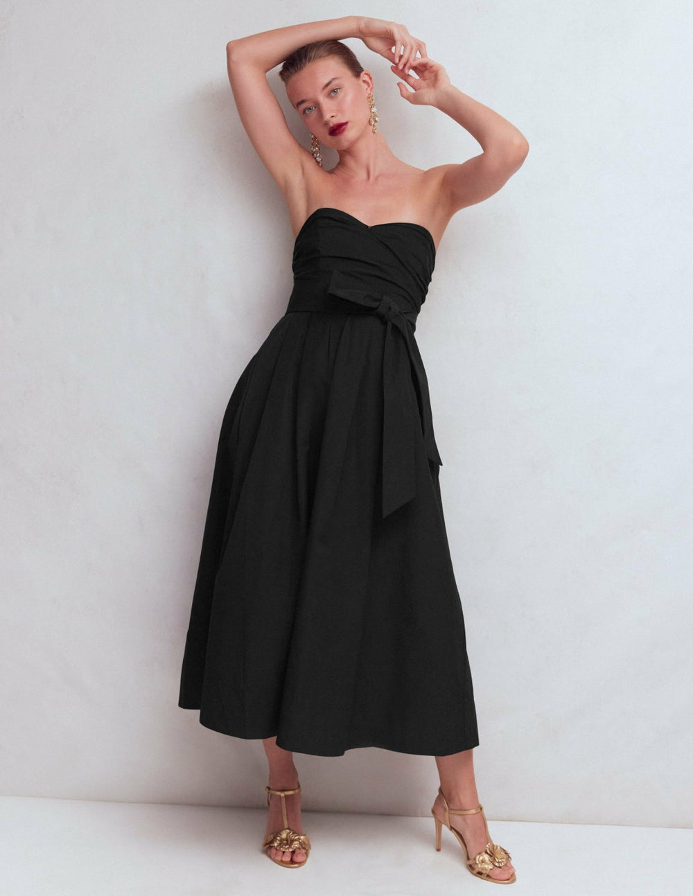 Strapless Taffeta Dress-Black / Boden Discount