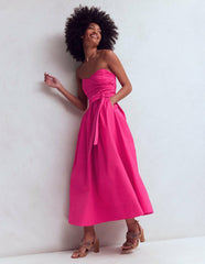 Strapless Taffeta Dress-Bright Pink / Boden Outlet