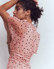V-Neck Ruffle Tulle Dress-Ivory Black Spot / Boden Discount