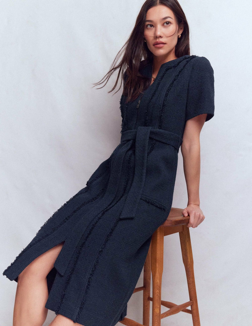 Ruth Zip Texture Dress-Navy / Boden