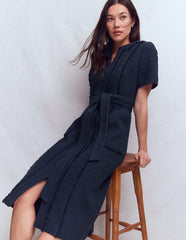 Ruth Zip Texture Dress-Navy / Boden