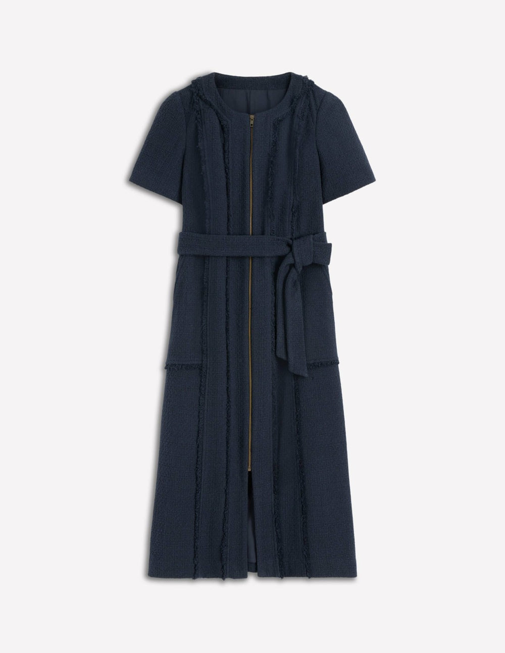 Ruth Zip Texture Dress-Navy / Boden