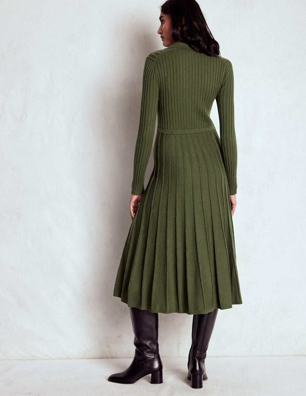 Brönte Knitted Rib Shirt Dress-Woodland Green / Boden Online
