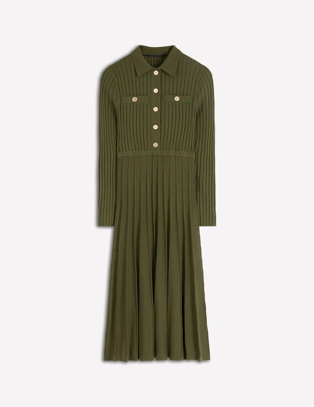 Brönte Knitted Rib Shirt Dress-Woodland Green / Boden Online