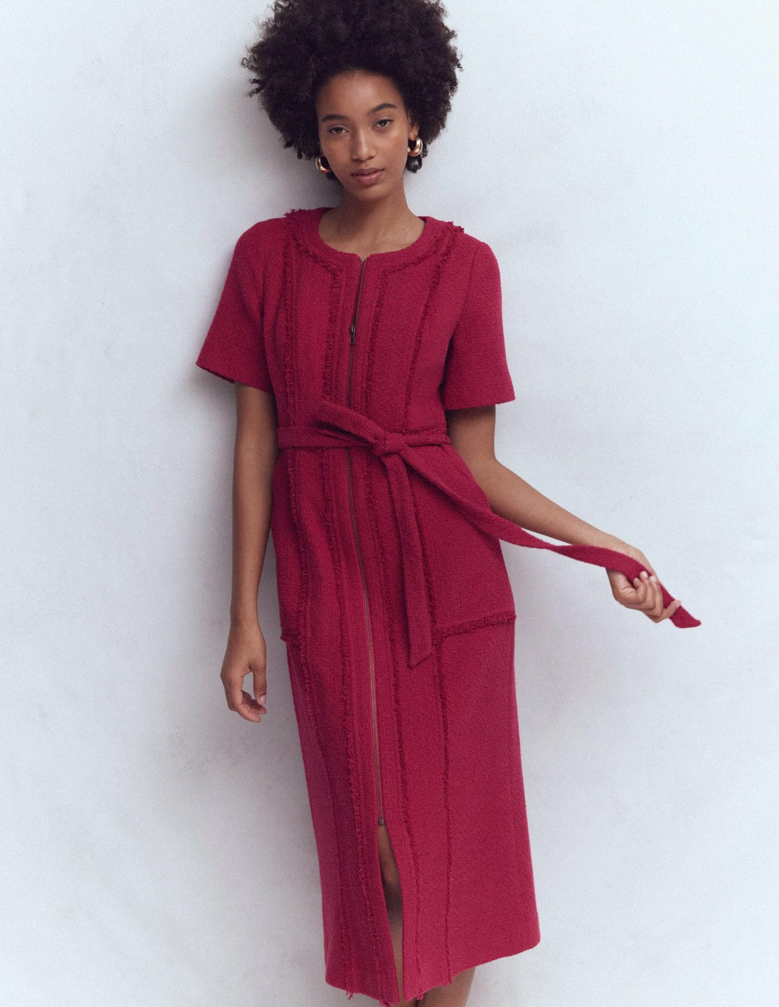 Ruth Zip Texture Dress-Berry / Boden Outlet
