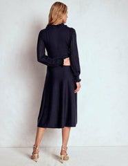 Winifred Frilled Knitted Dress-Navy / Boden Discount