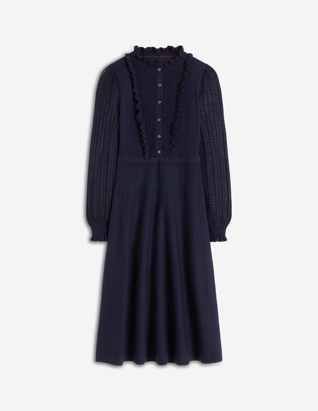 Winifred Frilled Knitted Dress-Navy / Boden Discount