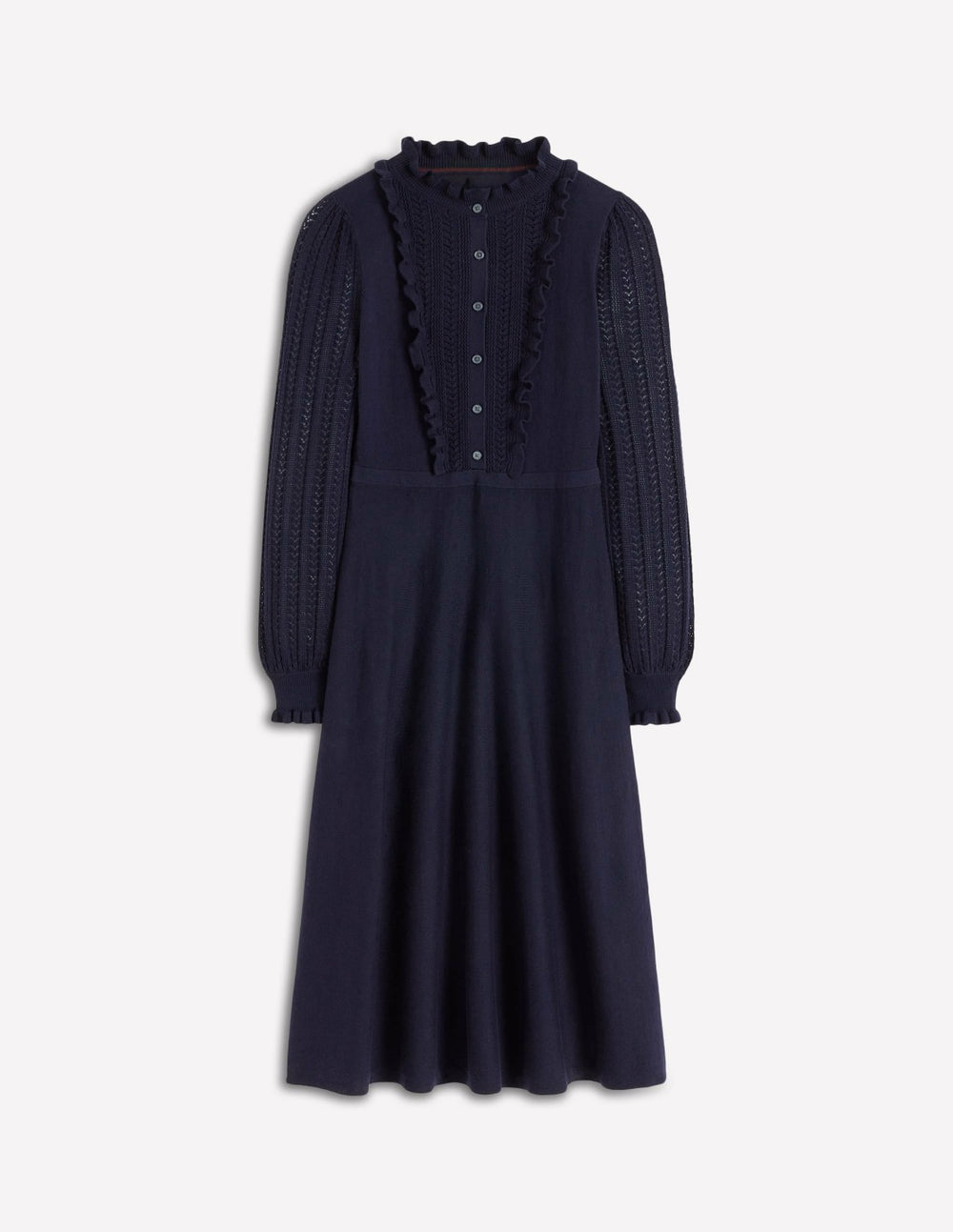 Winifred Frilled Knitted Dress-Navy / Boden Discount