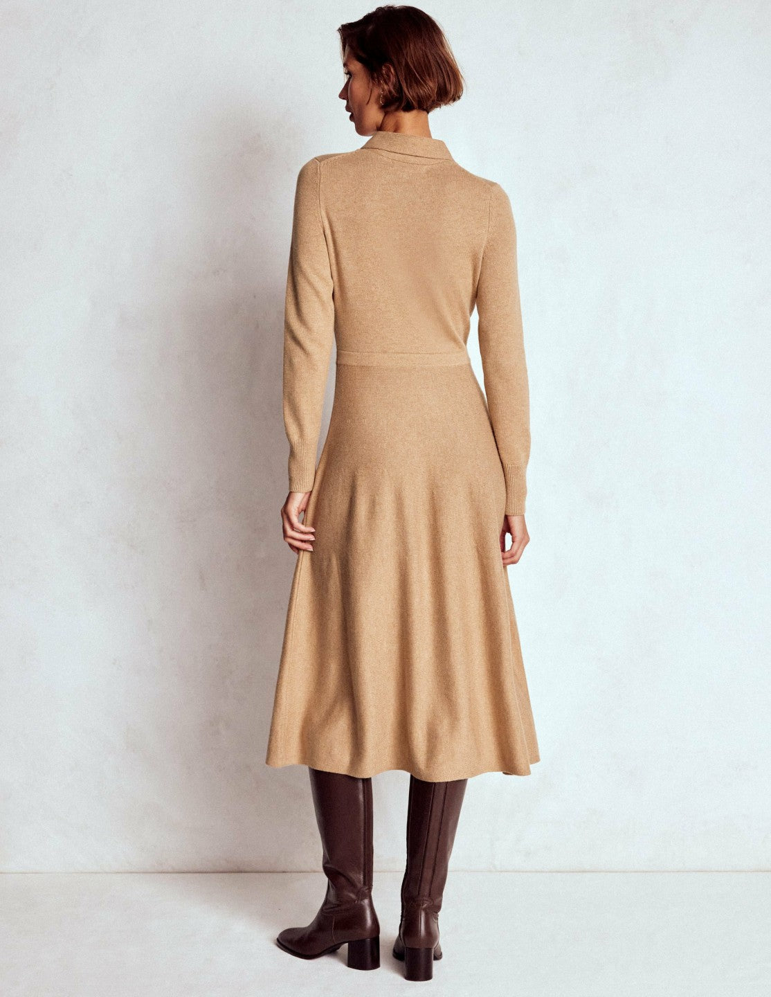 Knitted Bow Dress-Camel Melange / Boden On sale