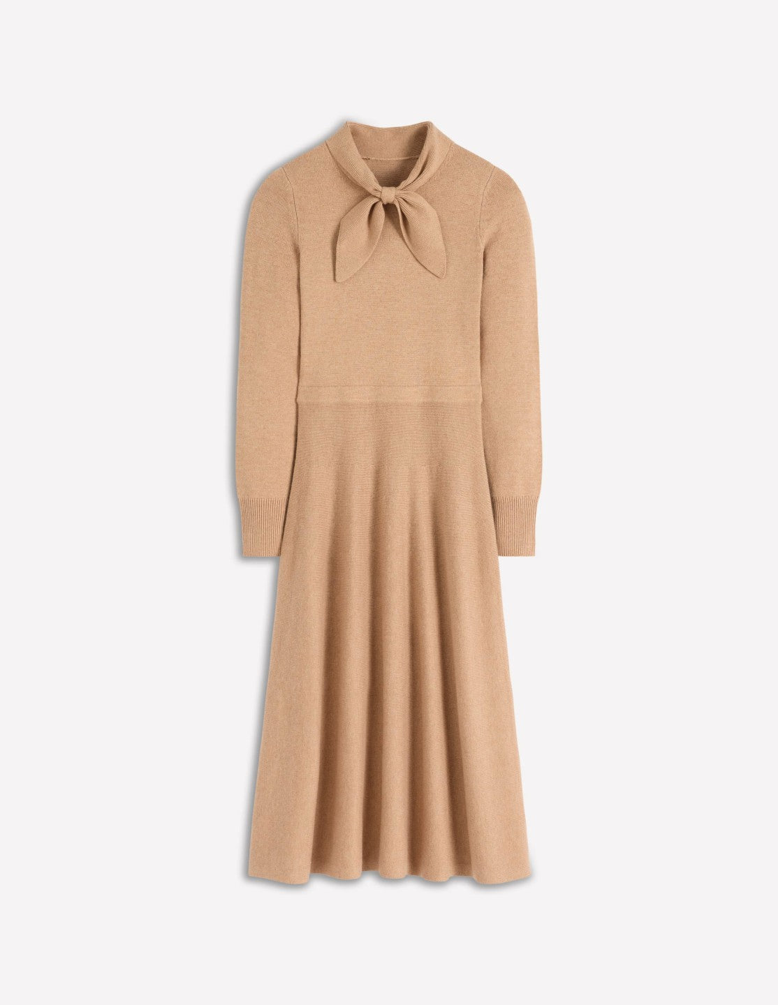 Knitted Bow Dress-Camel Melange / Boden On sale