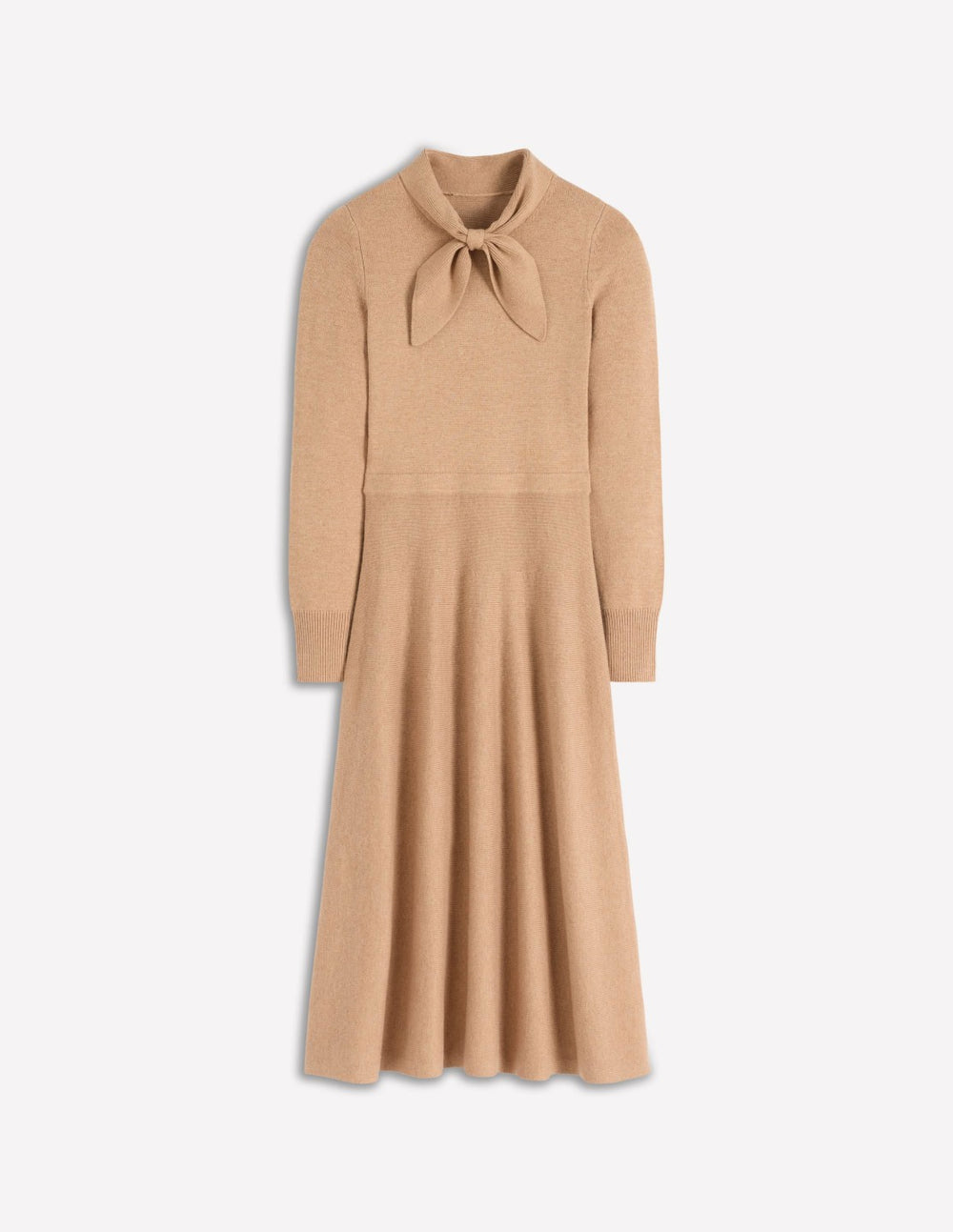 Knitted Bow Dress-Camel Melange / Boden On sale