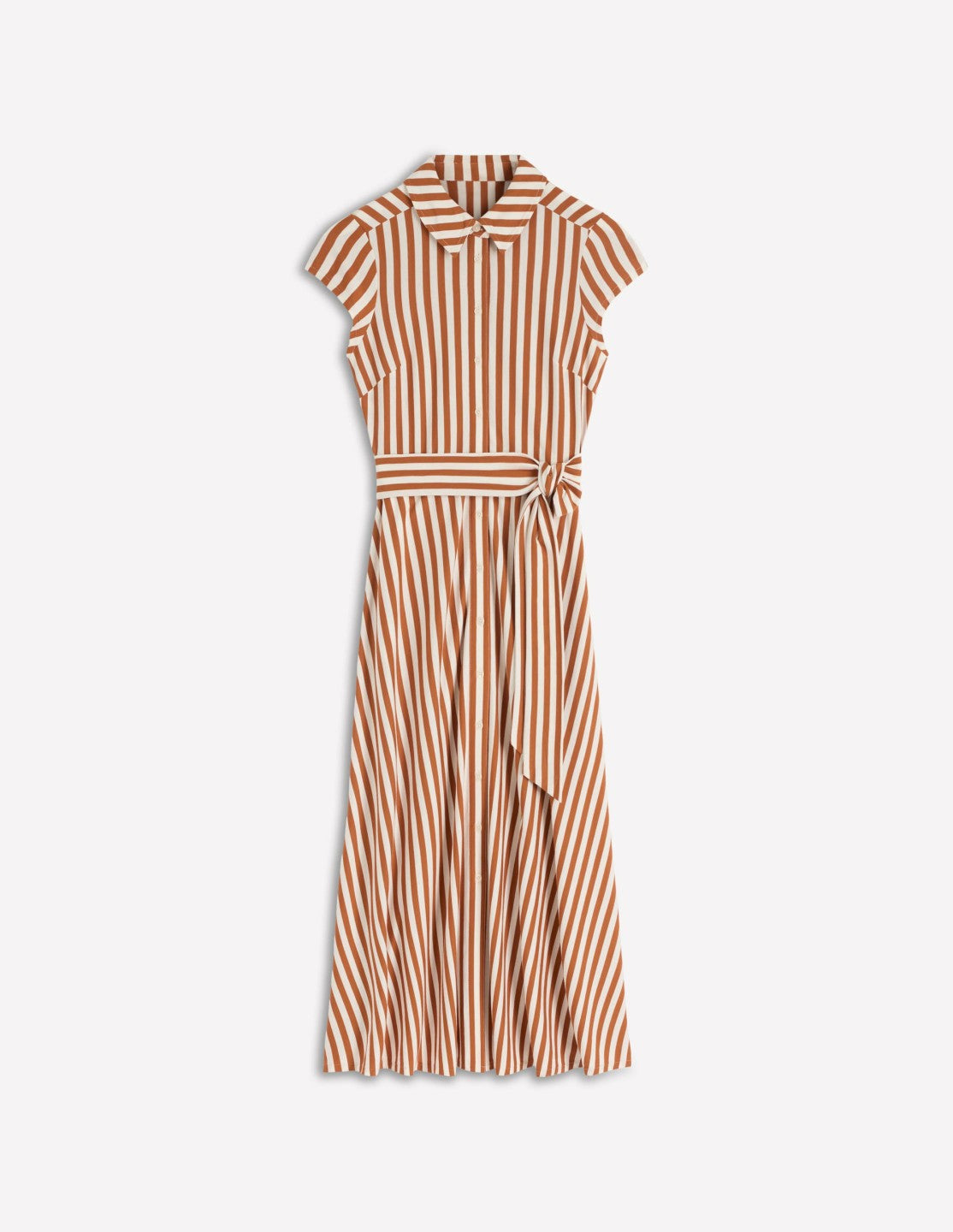 Marcia Jersey Shirt Dress-Cognac and Ivory Stripe / Boden