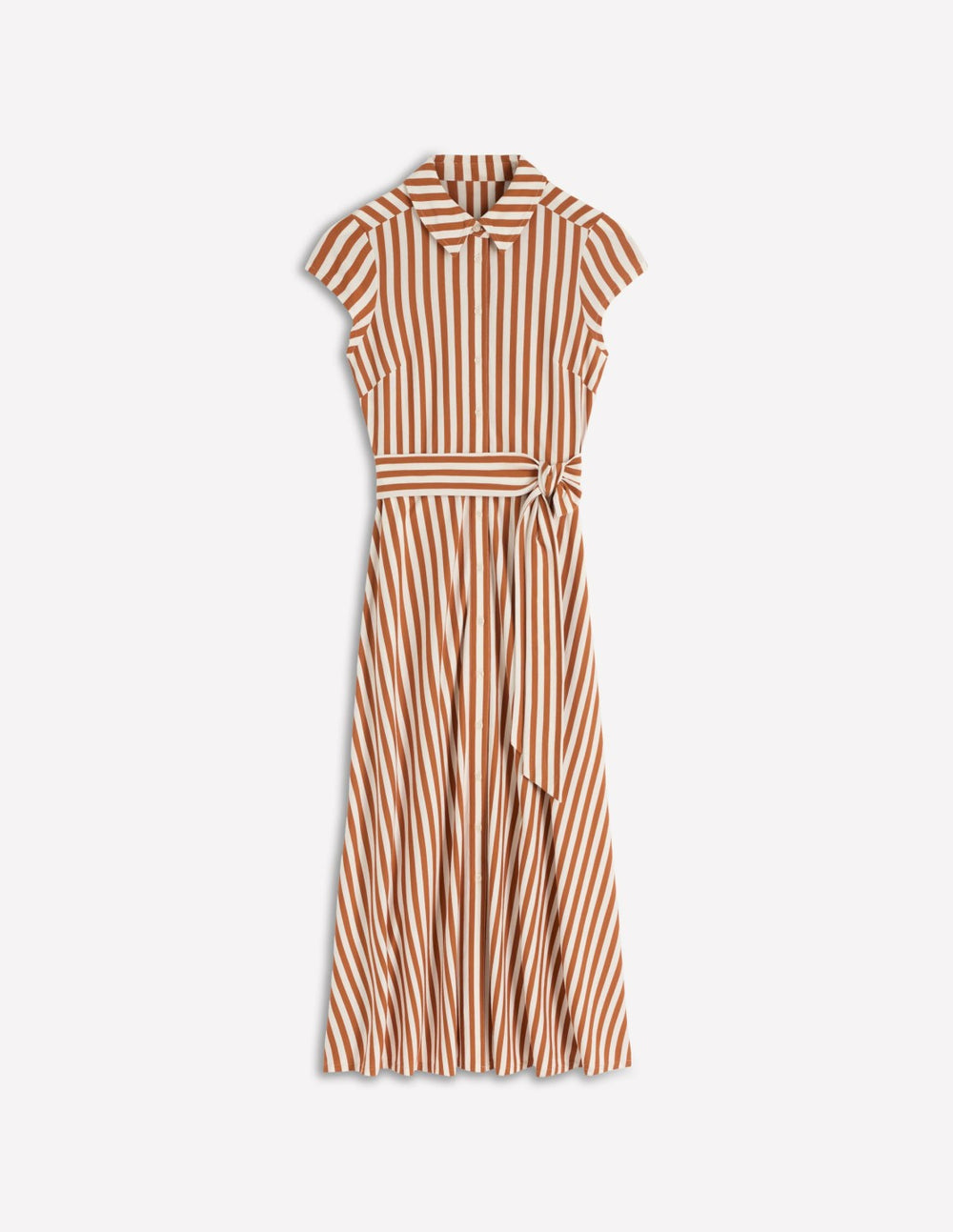 Marcia Jersey Shirt Dress-Cognac and Ivory Stripe / Boden