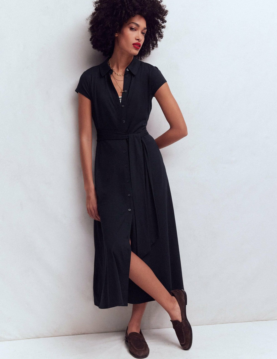 Marcia Jersey Shirt Dress-Navy / Boden Sale
