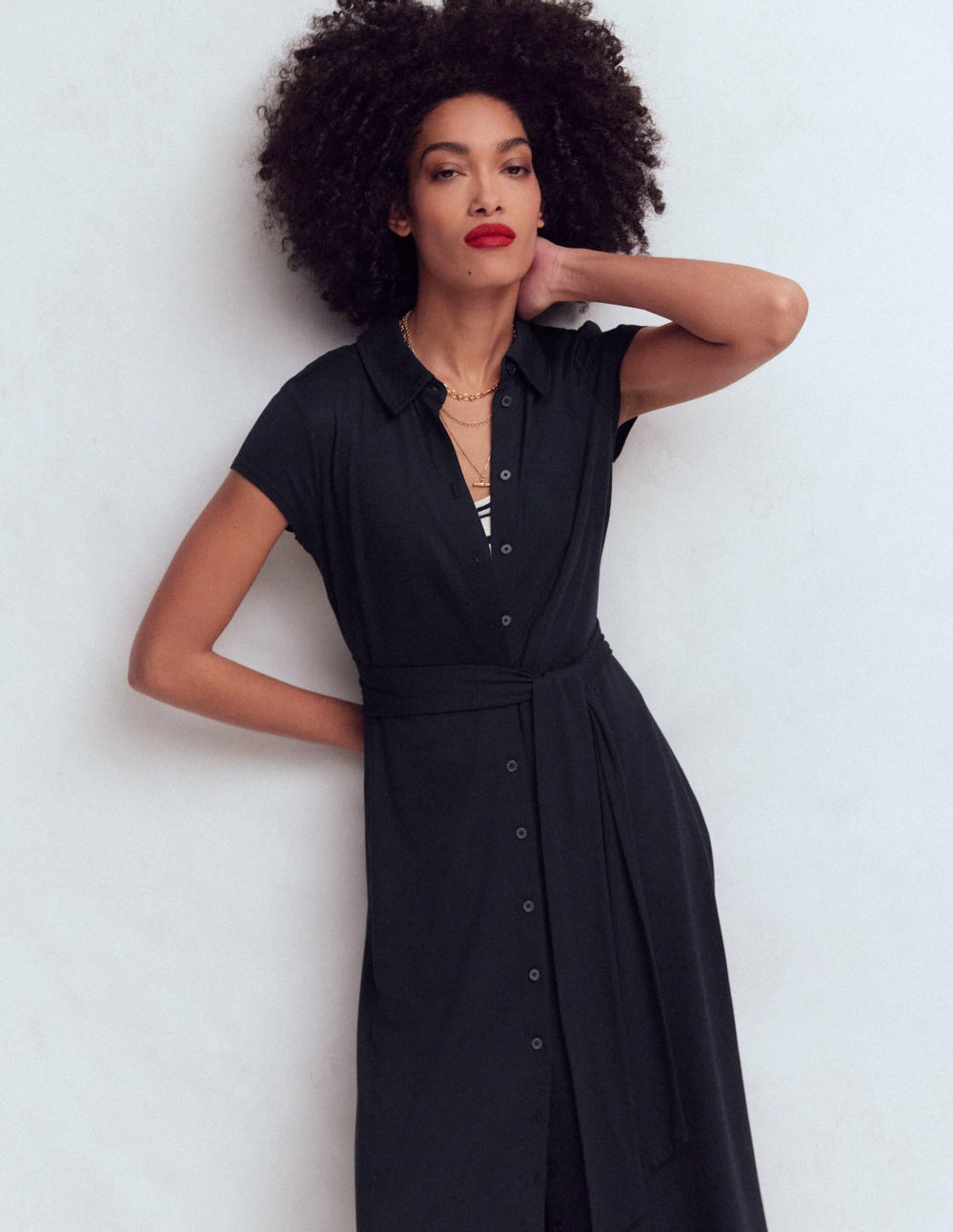 Marcia Jersey Shirt Dress-Navy / Boden Sale