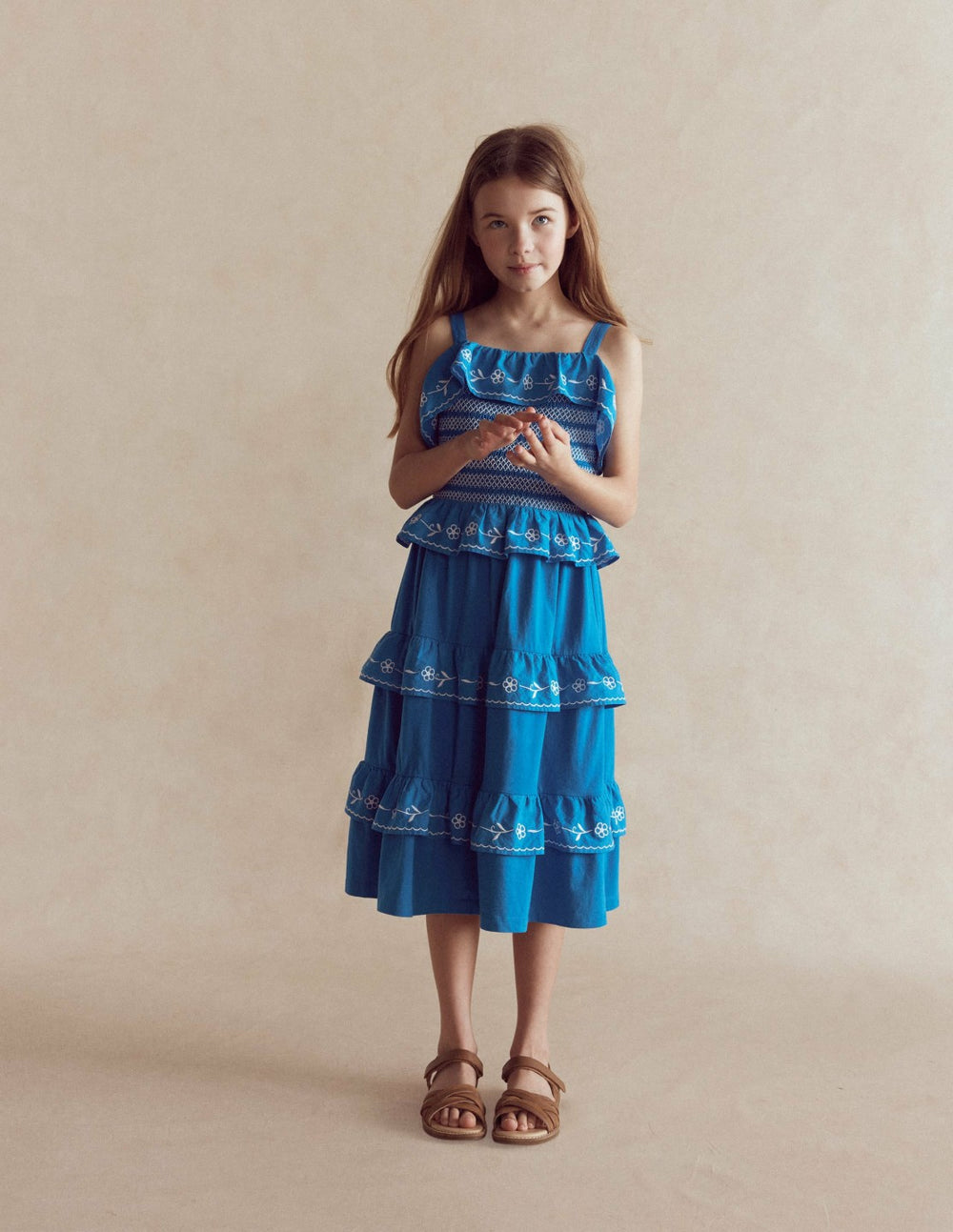 Jersey Embroidered Midi Dress-Kingfisher Blue / Boden Online