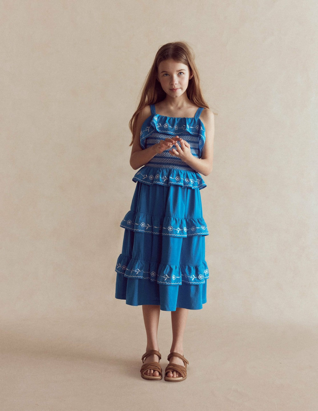 Jersey Embroidered Midi Dress-Kingfisher Blue / Boden Online