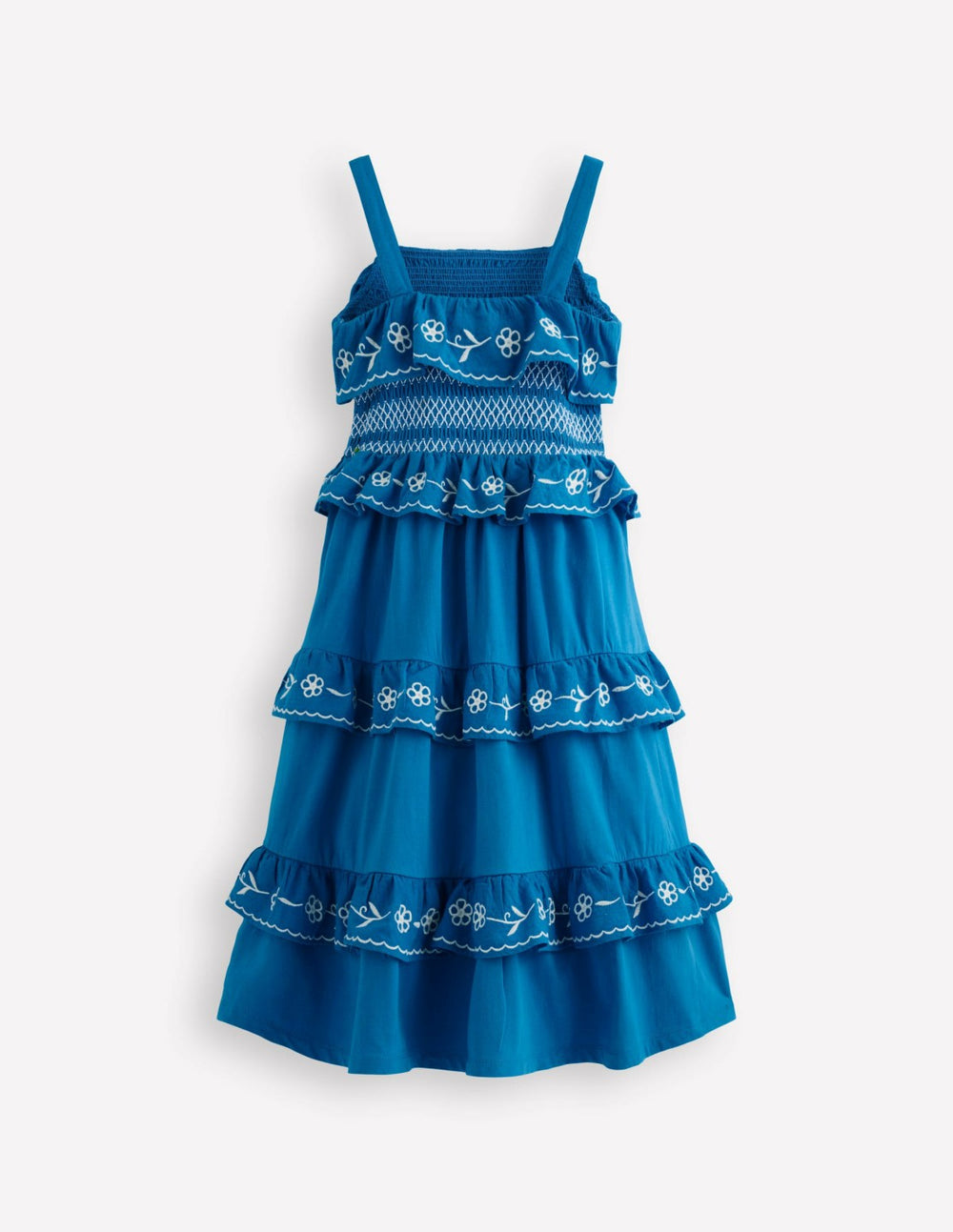 Jersey Embroidered Midi Dress-Kingfisher Blue / Boden Online