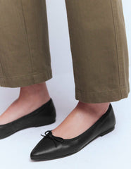 Point Flexi Sole Flats-Black Tumble Leather / Boden Discount
