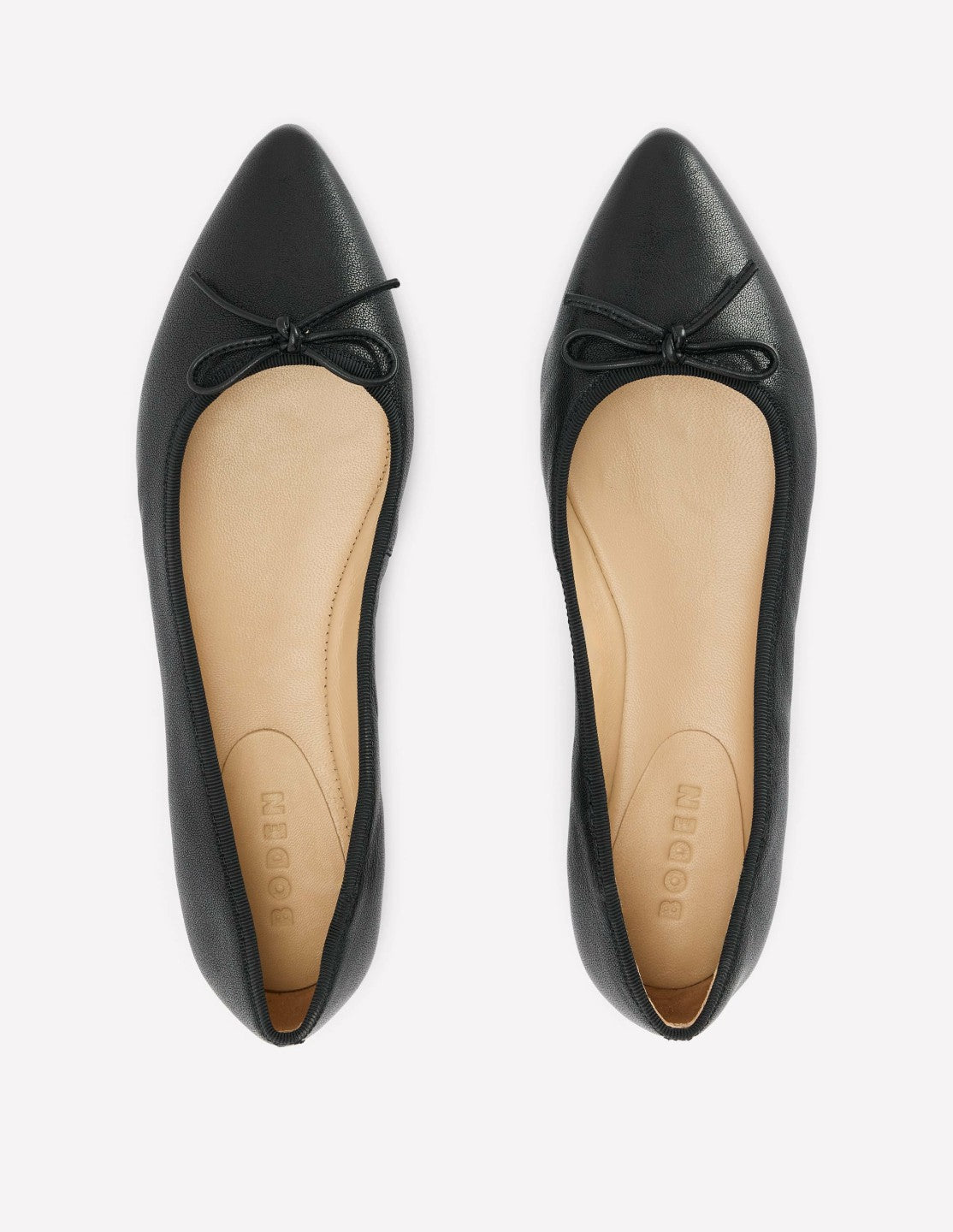 Point Flexi Sole Flats-Black Tumble Leather / Boden Discount