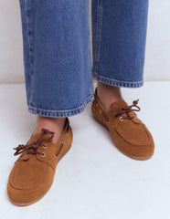 Lace-Up Boat Shoe-Tan / Boden Sale