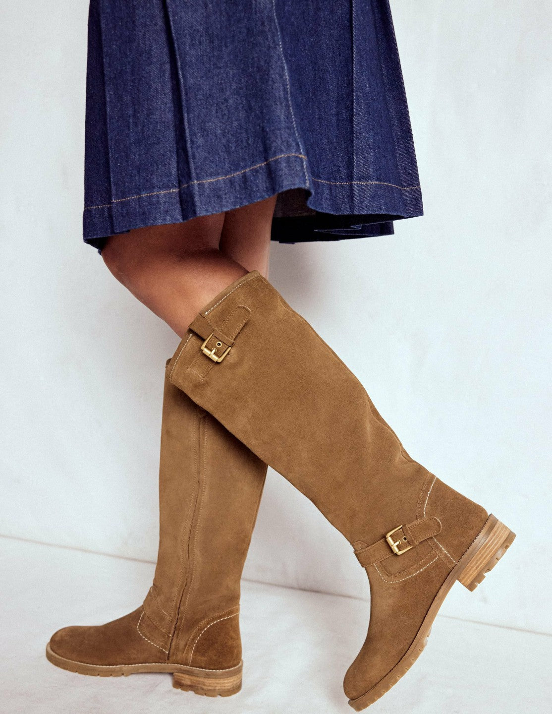 Buckle Knee High Boots-Coconut / Boden