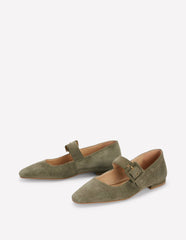 Vic Chisel Toe Mary Janes-Deep Olive / Boden
