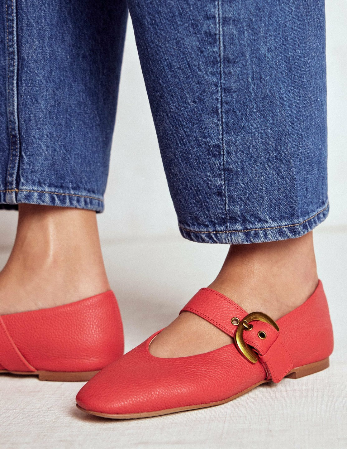 Kylie Flat Buckle Mary Janes-Post Box Red / Boden Sale