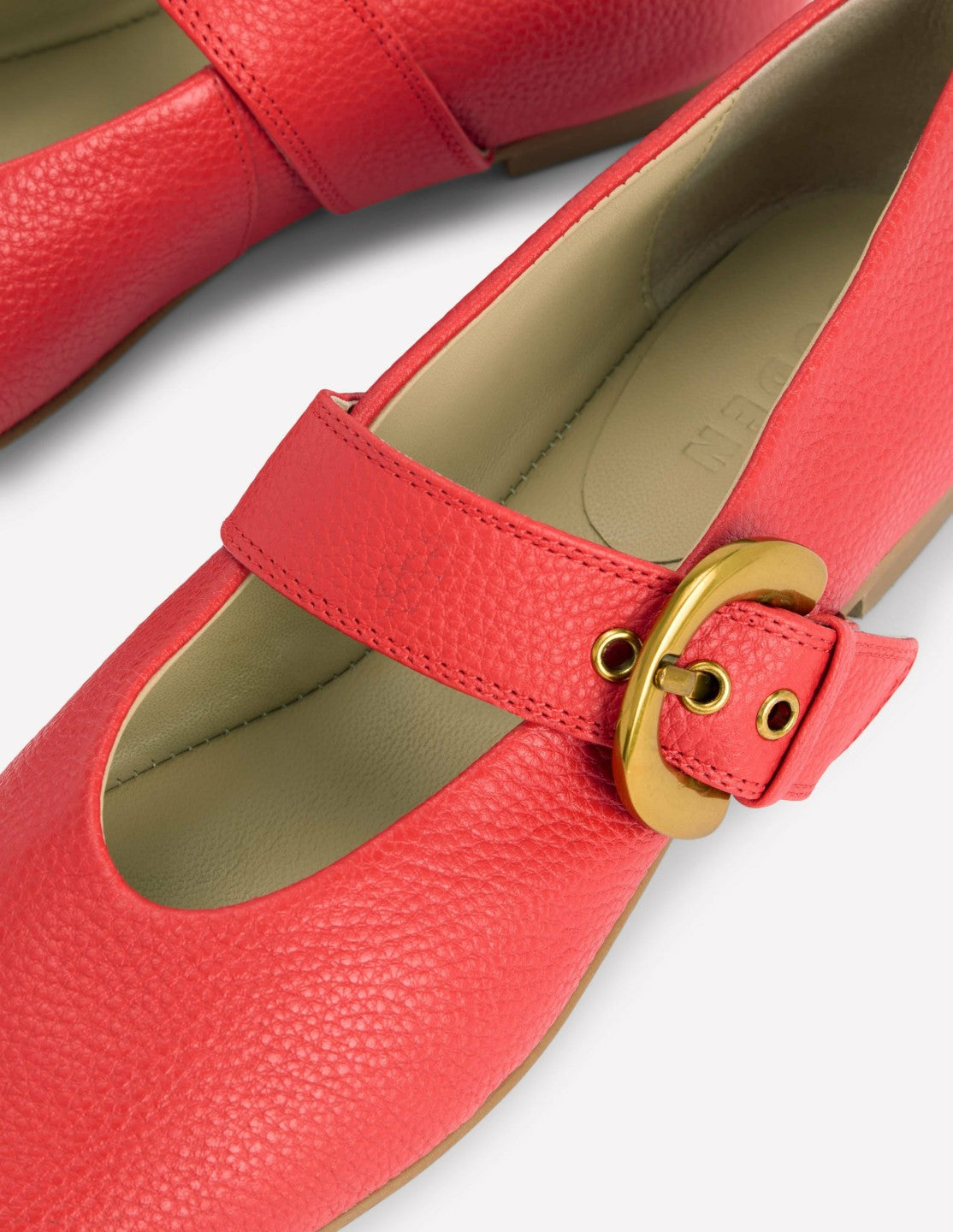 Kylie Flat Buckle Mary Janes-Post Box Red / Boden Sale