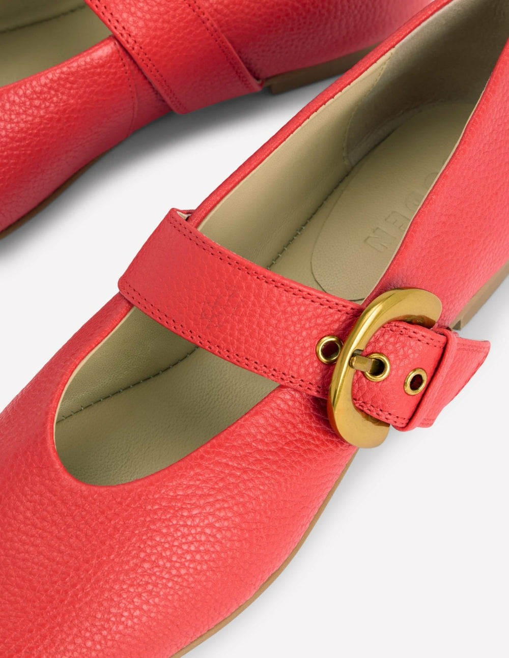 Kylie Flat Buckle Mary Janes-Post Box Red / Boden Sale