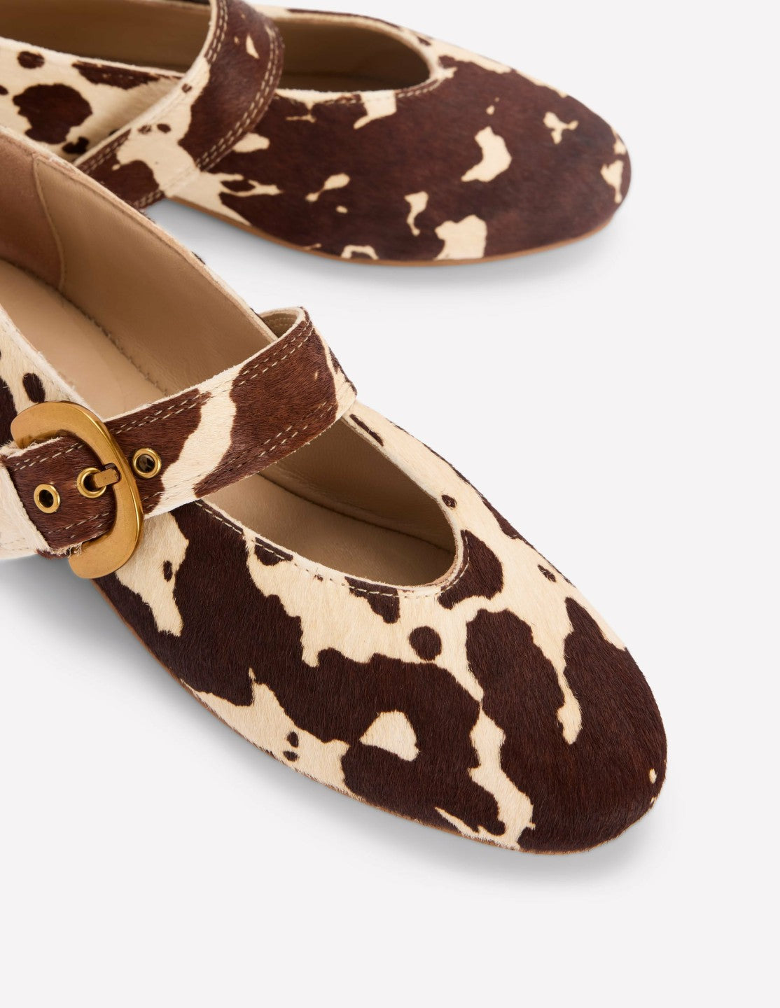 Kylie Flat Buckle Mary Janes-Brown/Ivory / Boden Discount