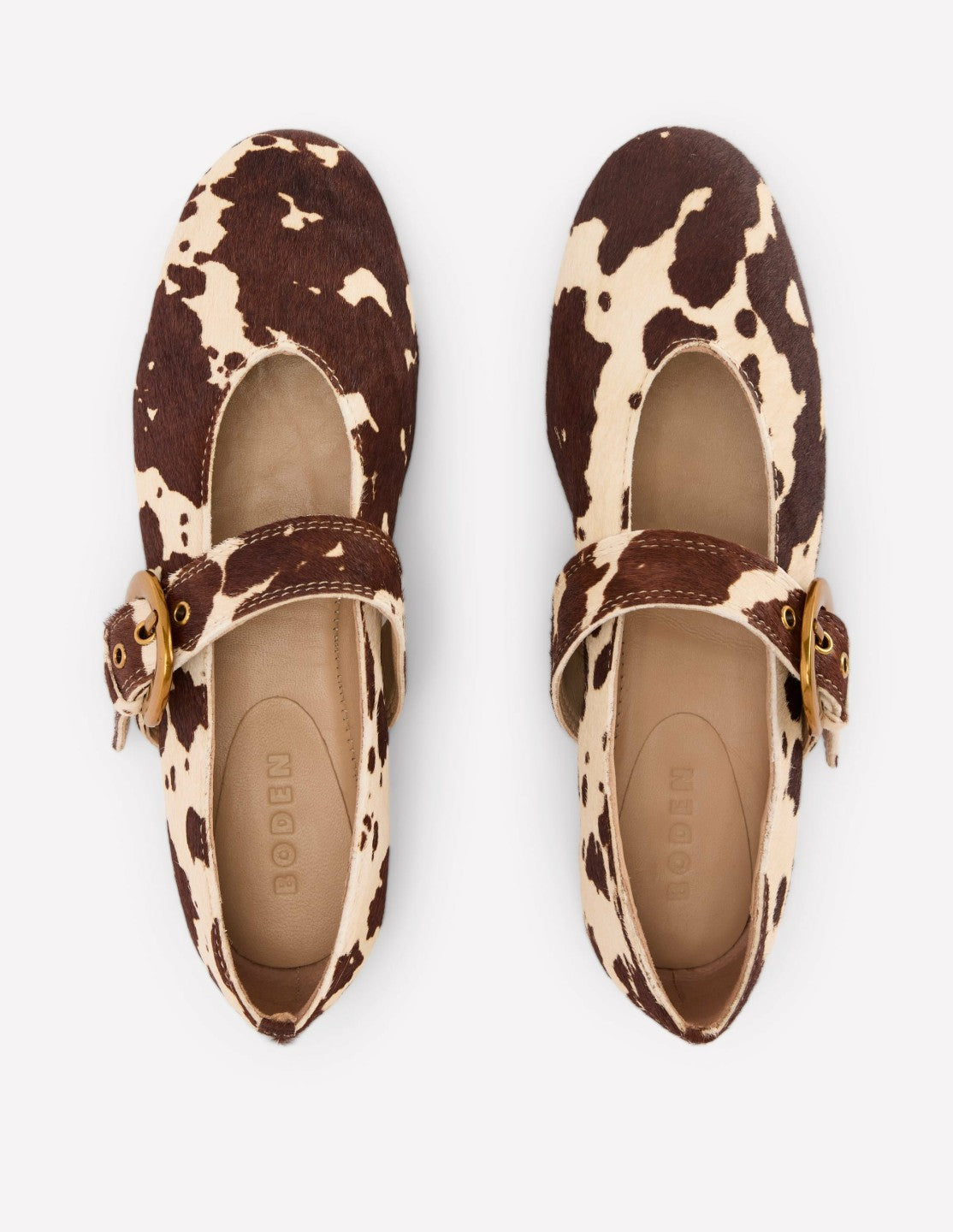 Kylie Flat Buckle Mary Janes-Brown/Ivory / Boden Discount