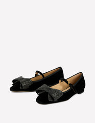 Embellished Bow Mary Jane Flat-Black / Boden On sale