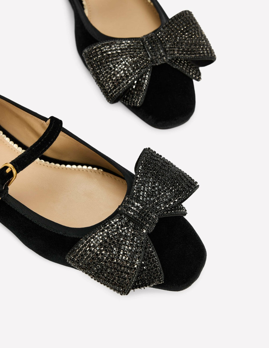 Embellished Bow Mary Jane Flat-Black / Boden On sale
