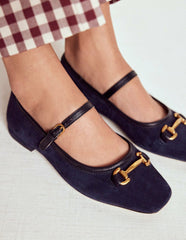 Iris Snaffle Mary Jane Flats-Dark Navy / Boden us