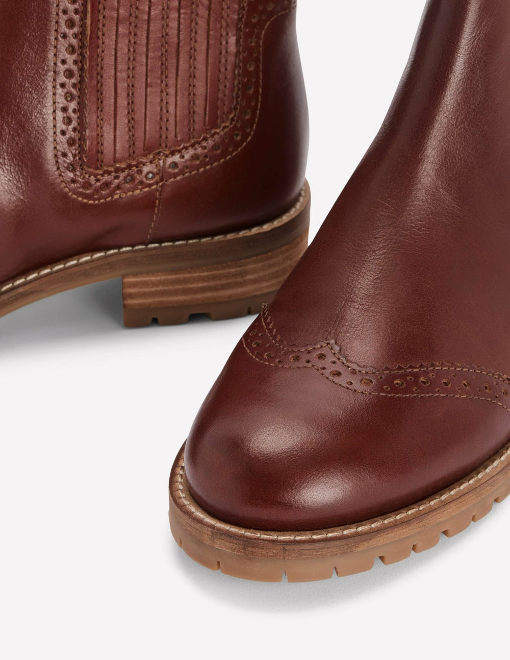 Brogue Detail Chelsea Boots-Tan / Boden Sale
