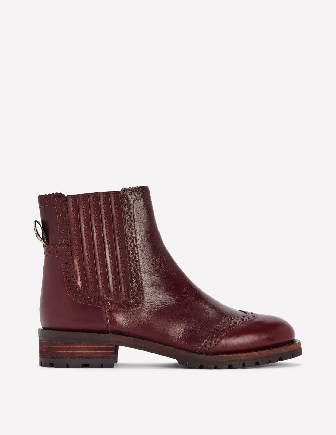Brogue Detail Chelsea Boots-Oxblood / Boden Online