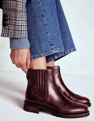 Brogue Detail Chelsea Boots-Oxblood / Boden Online