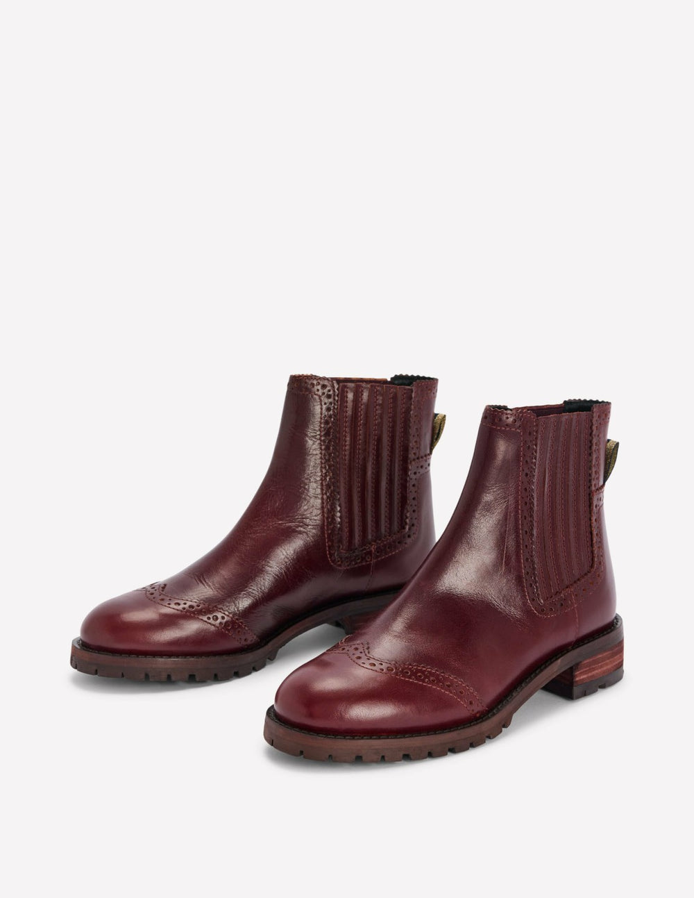 Brogue Detail Chelsea Boots-Oxblood / Boden Online