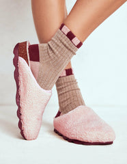 Contrast Sole Mule Slippers-Pink / Boden