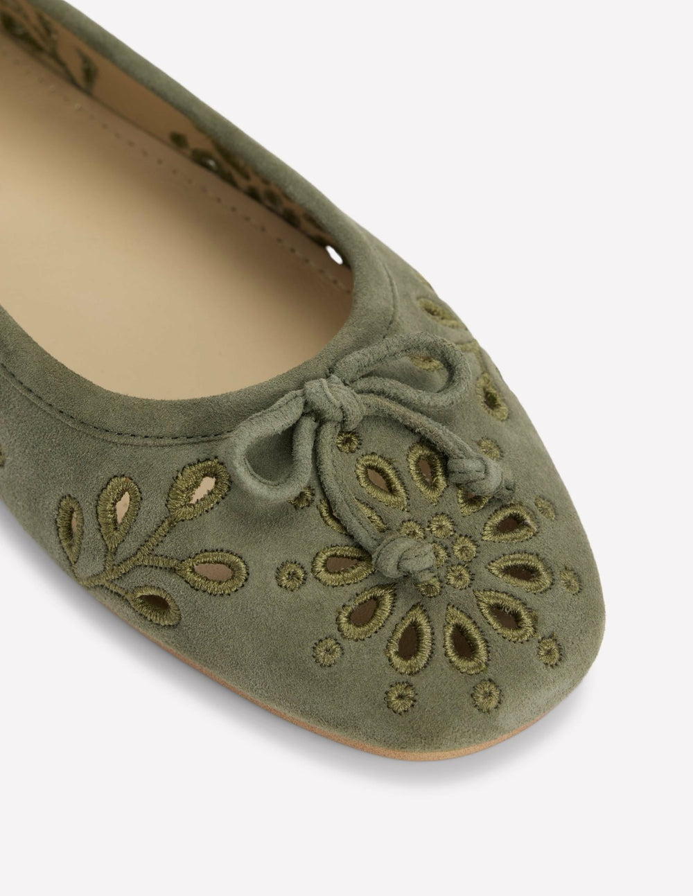 Cut Out Ballet Flats-Deep Olive / Boden Online