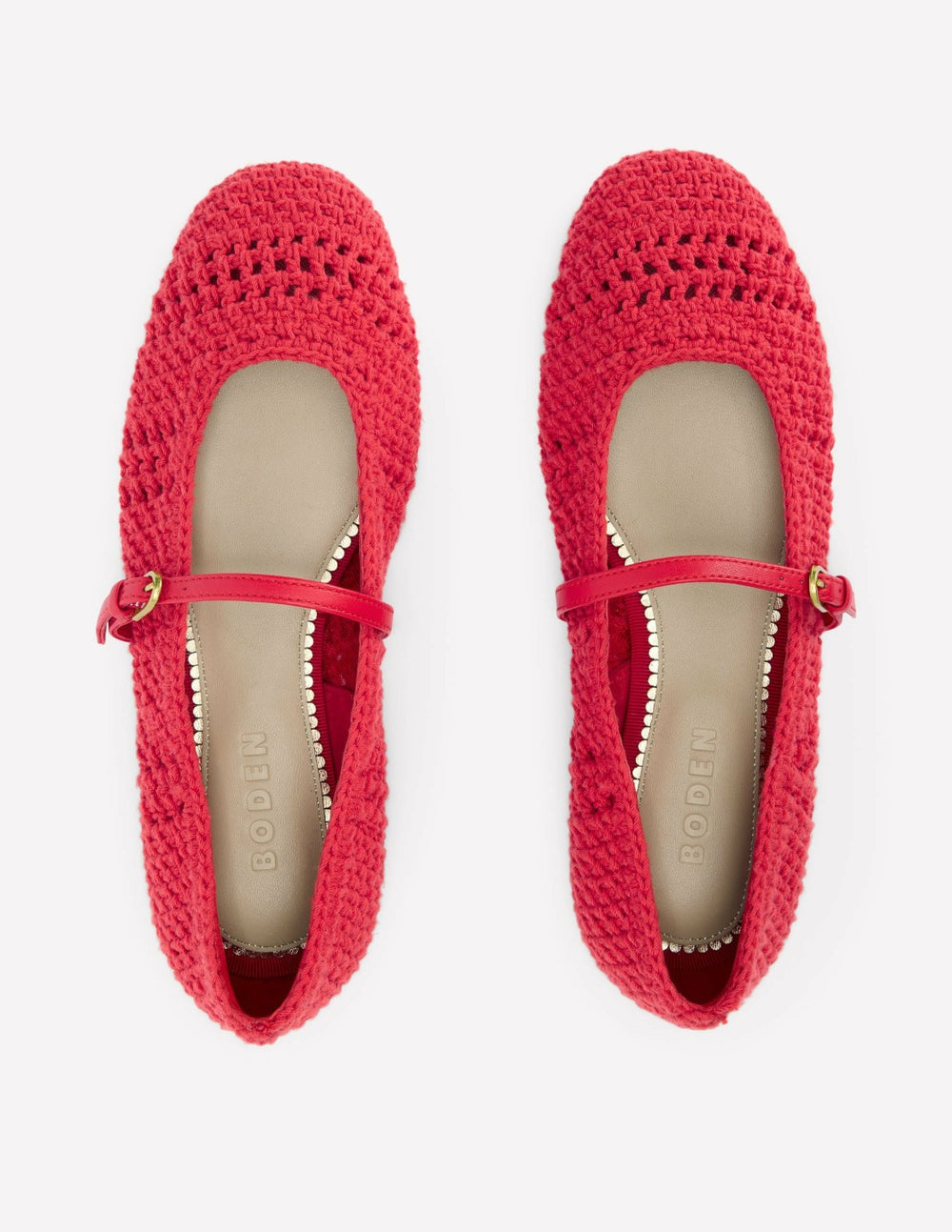 Crochet Mary Jane Flats-Post box Red / Boden Outlet