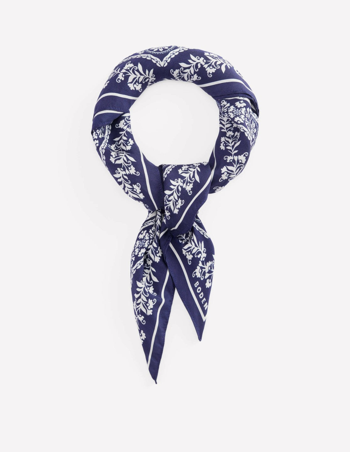 Elisabeth Silk Square Scarf-Navy Decorative Blossom / Boden On sale