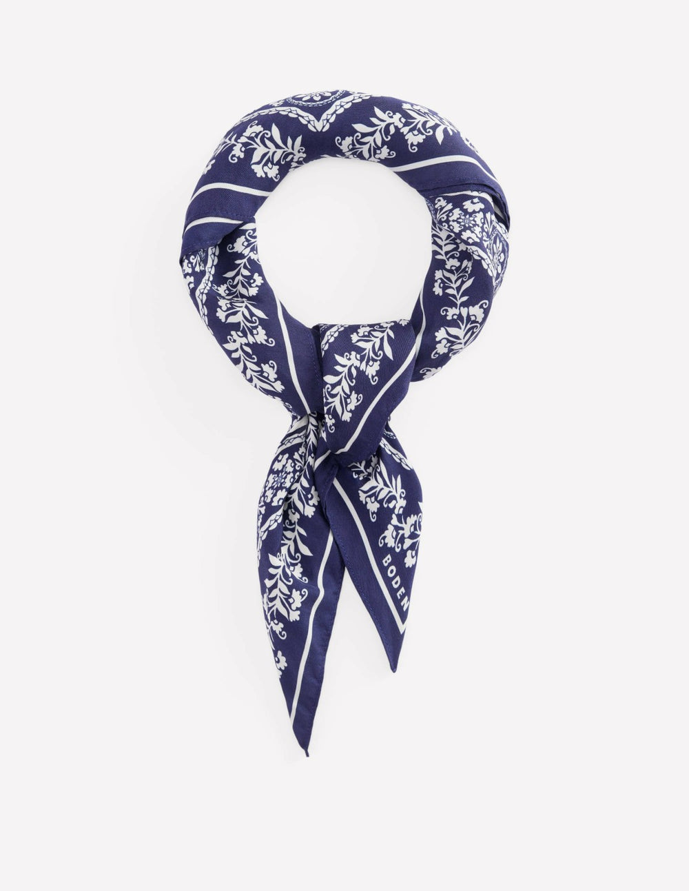 Elisabeth Silk Square Scarf-Navy Decorative Blossom / Boden On sale