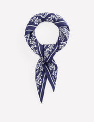 Elisabeth Silk Square Scarf-Navy Decorative Blossom / Boden On sale