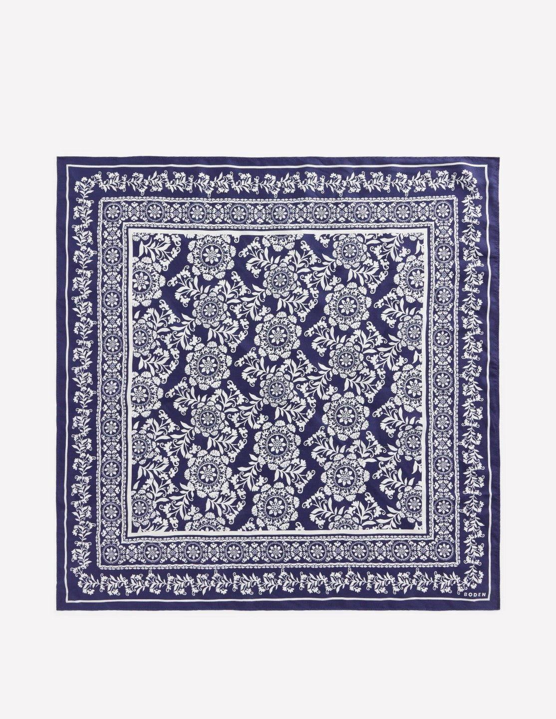 Elisabeth Silk Square Scarf-Navy Decorative Blossom / Boden On sale